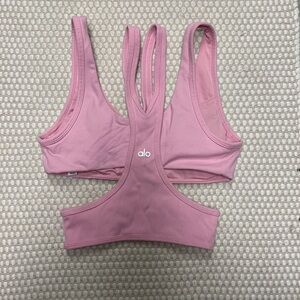 ALO Yoga Trackie Bra In Flamingo Pink
